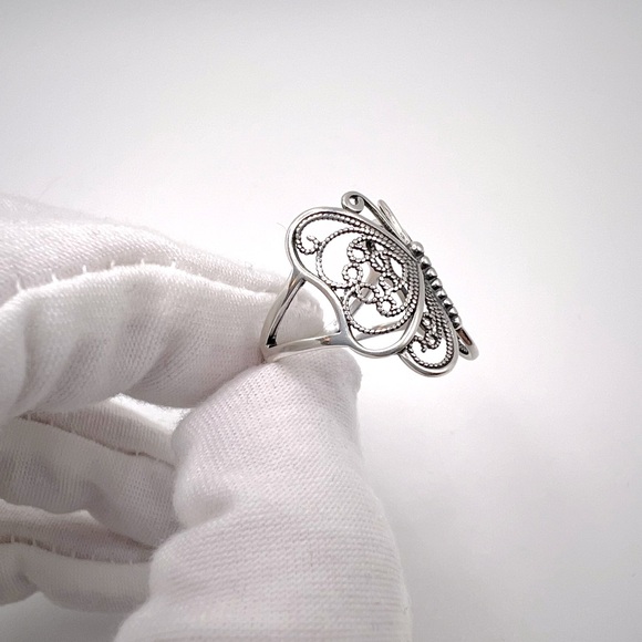 .925 Sterling Silver Filigree Butterfly Ring - Picture 11 of 16